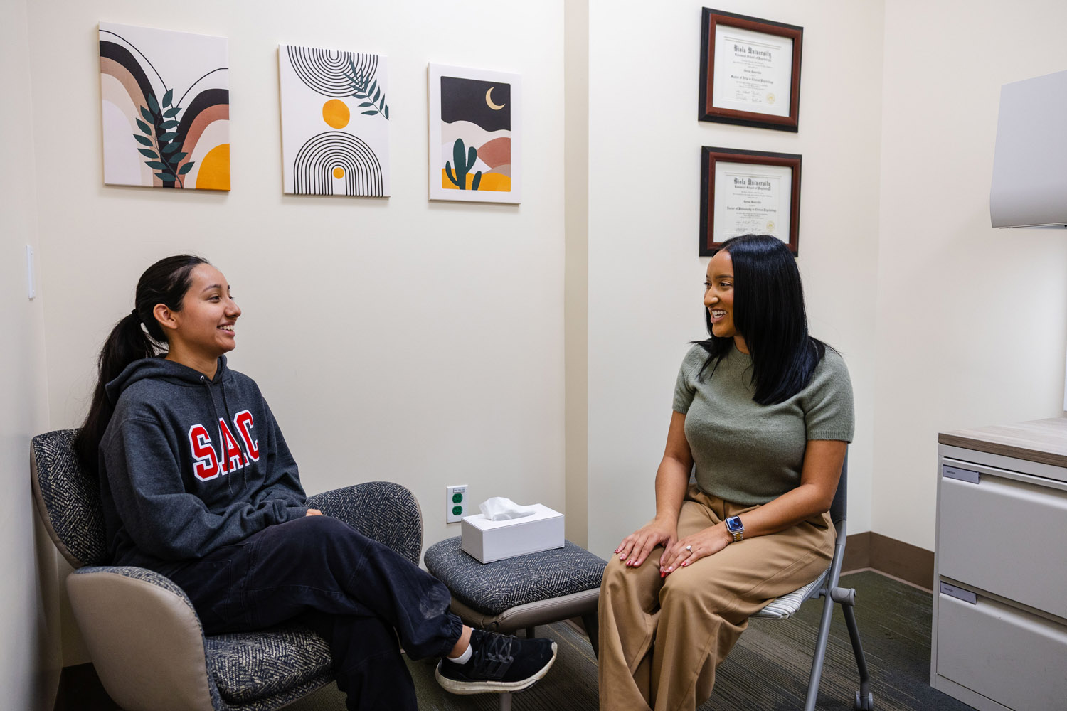 SAC student receiving mental health support