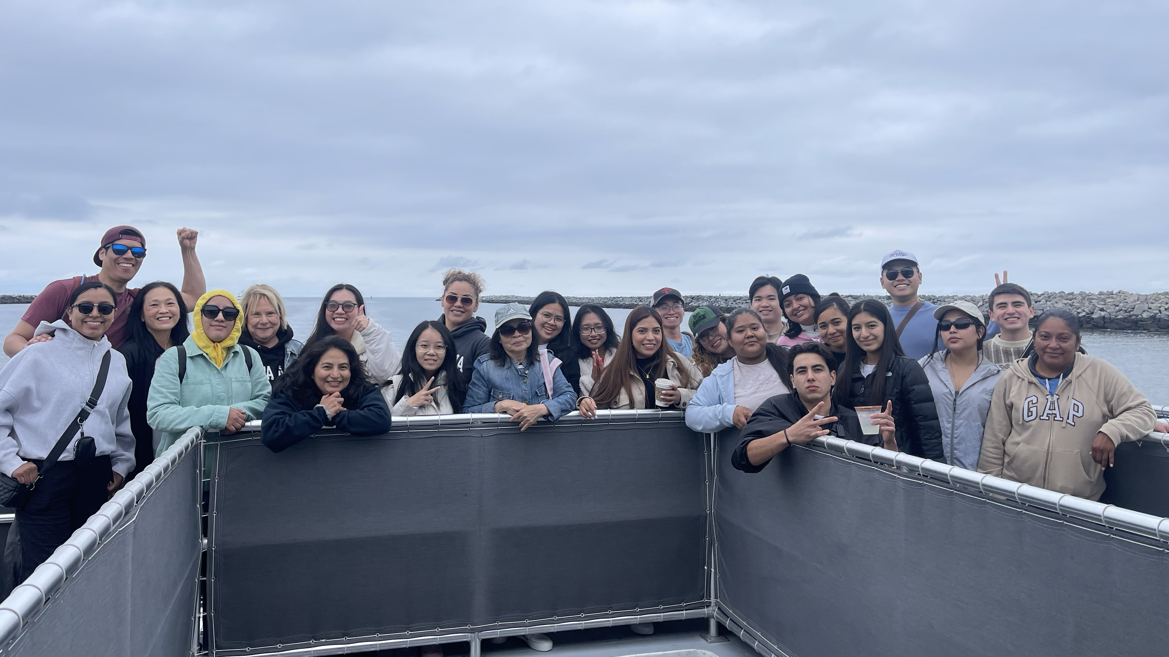 EMLS students on a whalewatching boat 