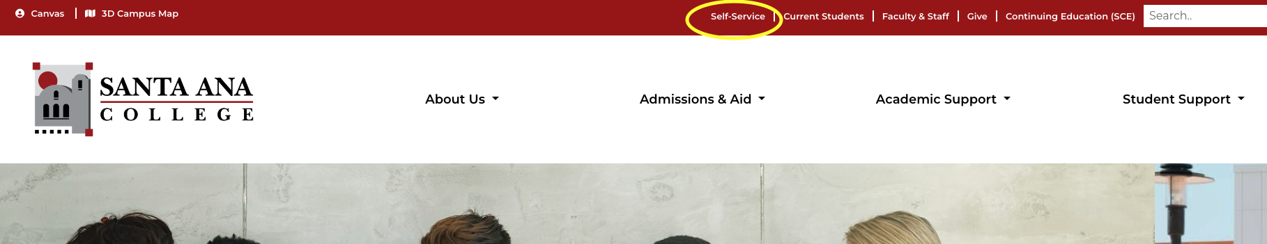 yellow circle around the self-service label