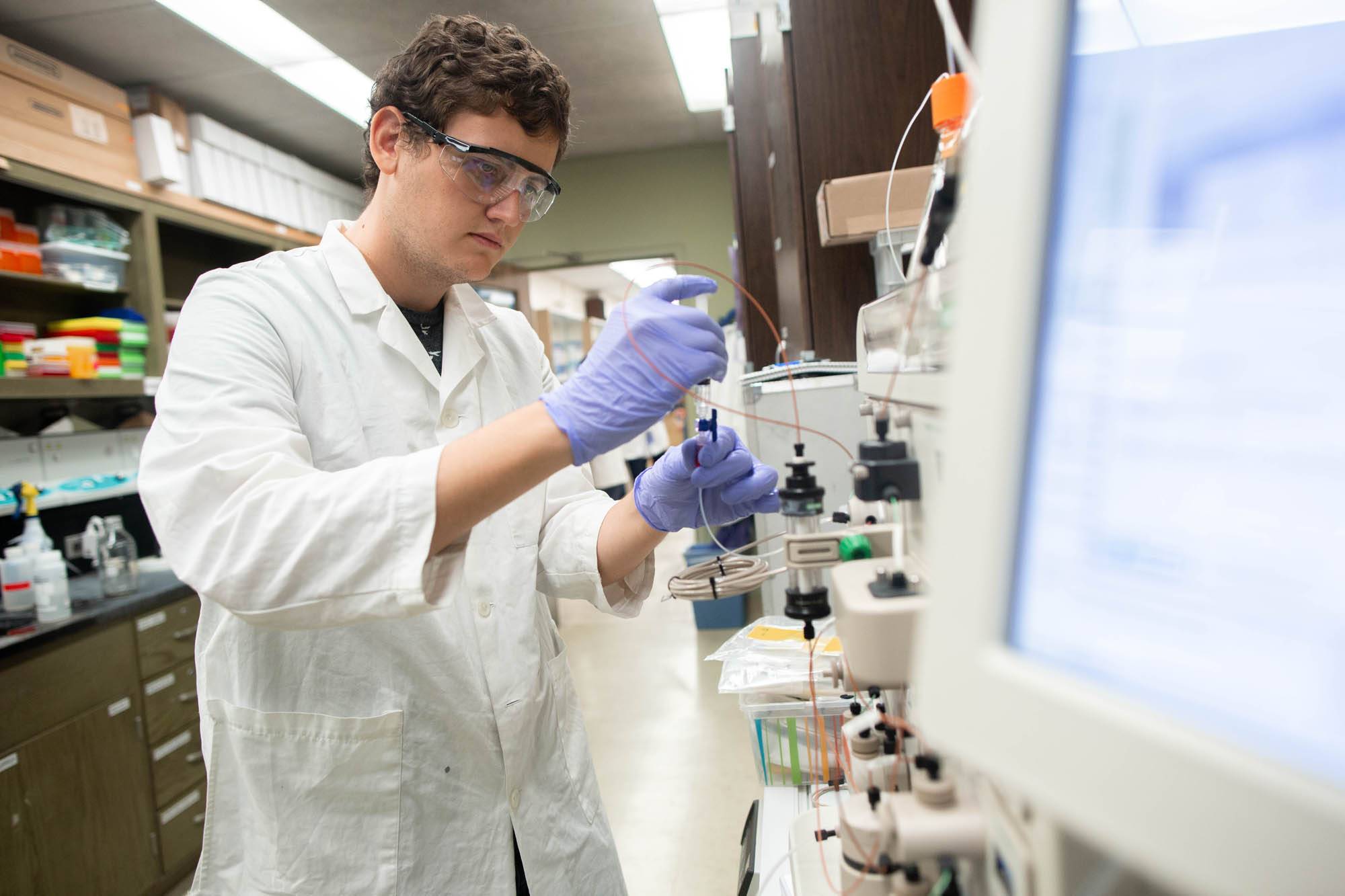 Biotech student working in lab